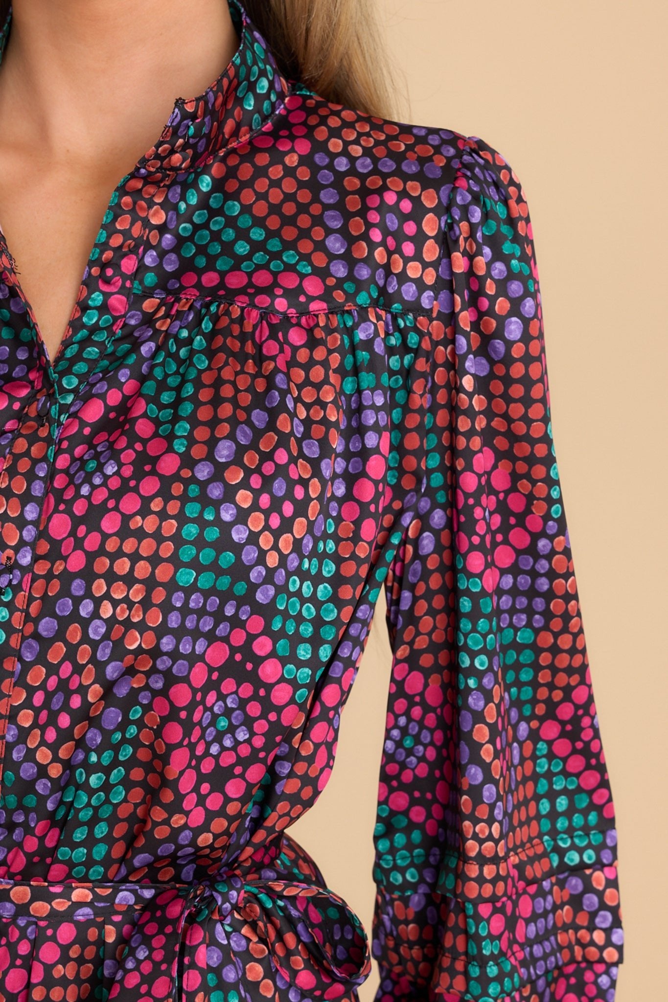 Just One Of Me Black Multi Print Dress - Red Dress