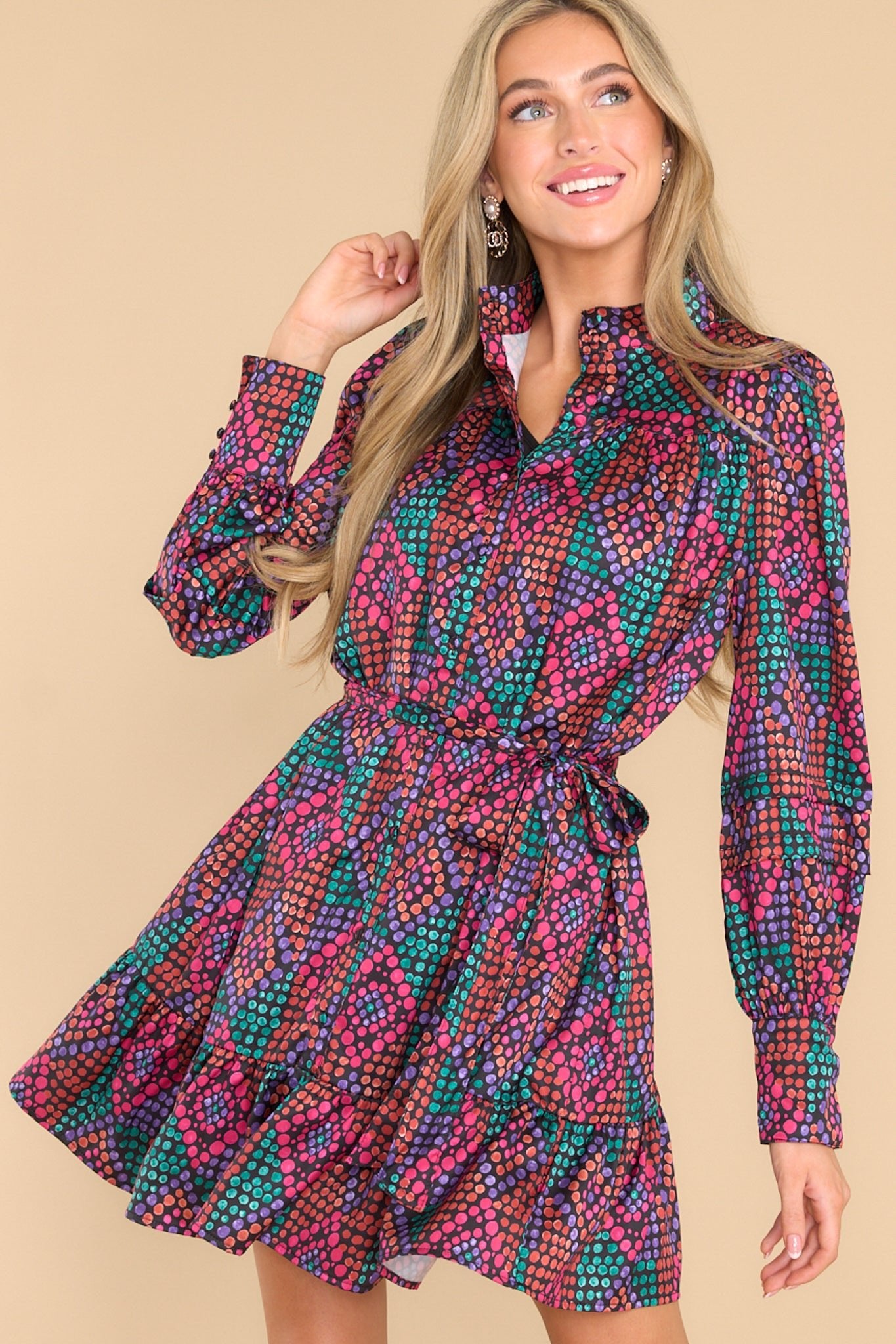 Just One Of Me Black Multi Print Dress - Red Dress