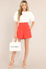 Life's Colors Cherry Tomato Belted Shorts - Red Dress