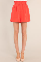 Life's Colors Cherry Tomato Belted Shorts - Red Dress