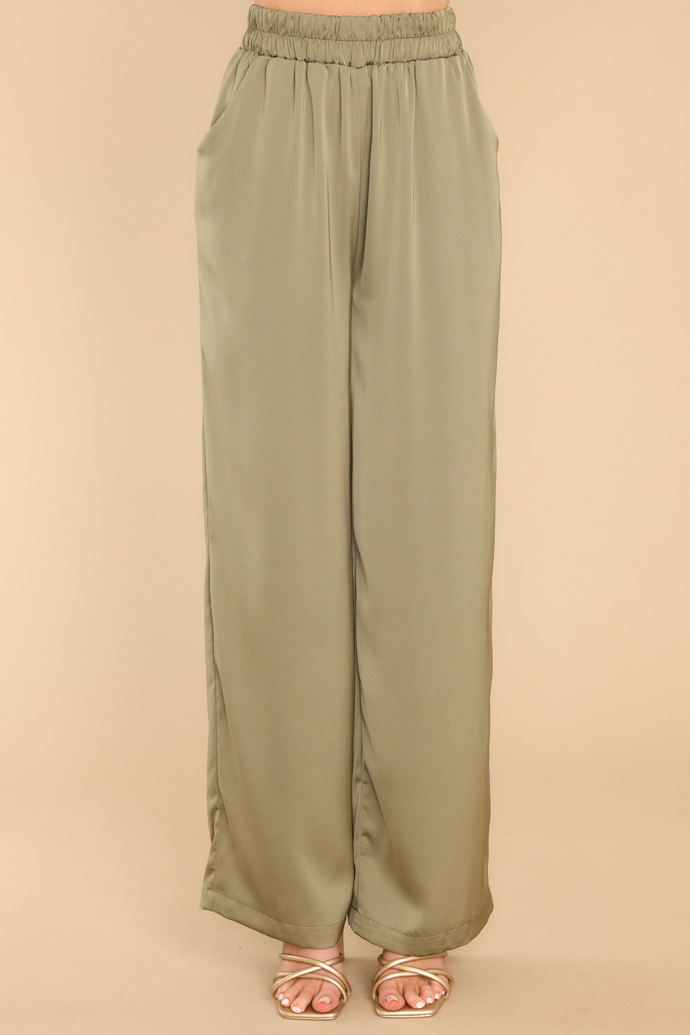 Little Miss Perfect Olive Green Pants - Red Dress