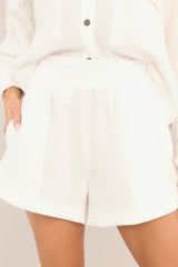 Live Fully White Gauze Shorts - Red Dress