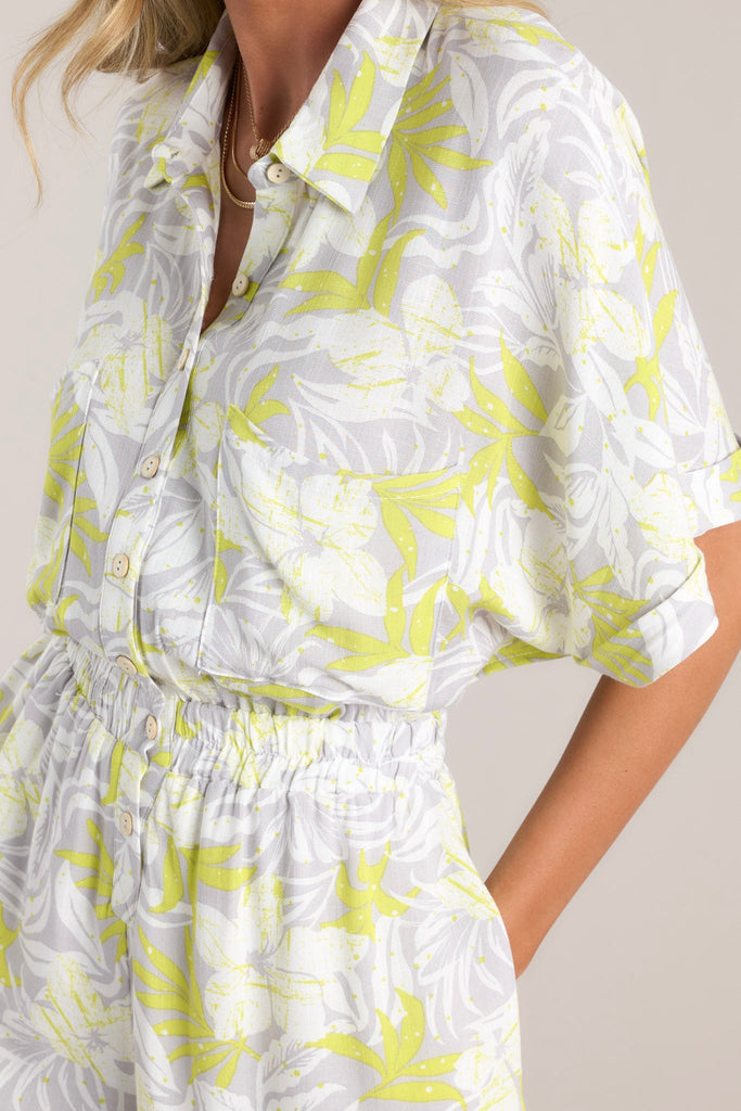 Green Cozy Cord Romper main image 1