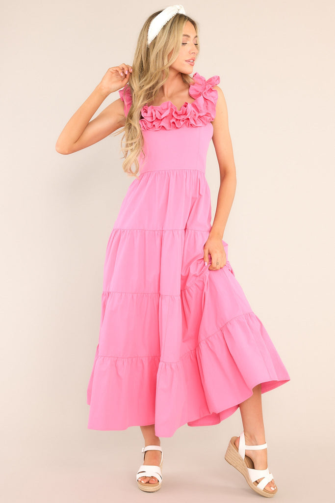 Voluminous Bubble Maxi Dress In Pink main image 0