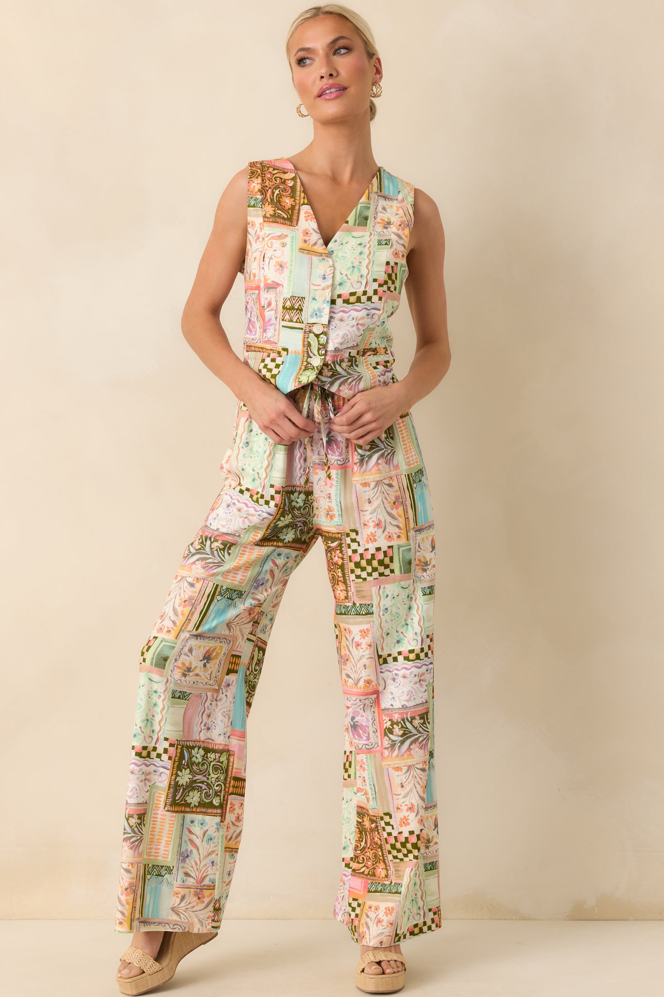 Front-facing full body view focusing on the functional button front and tailored silhouette.