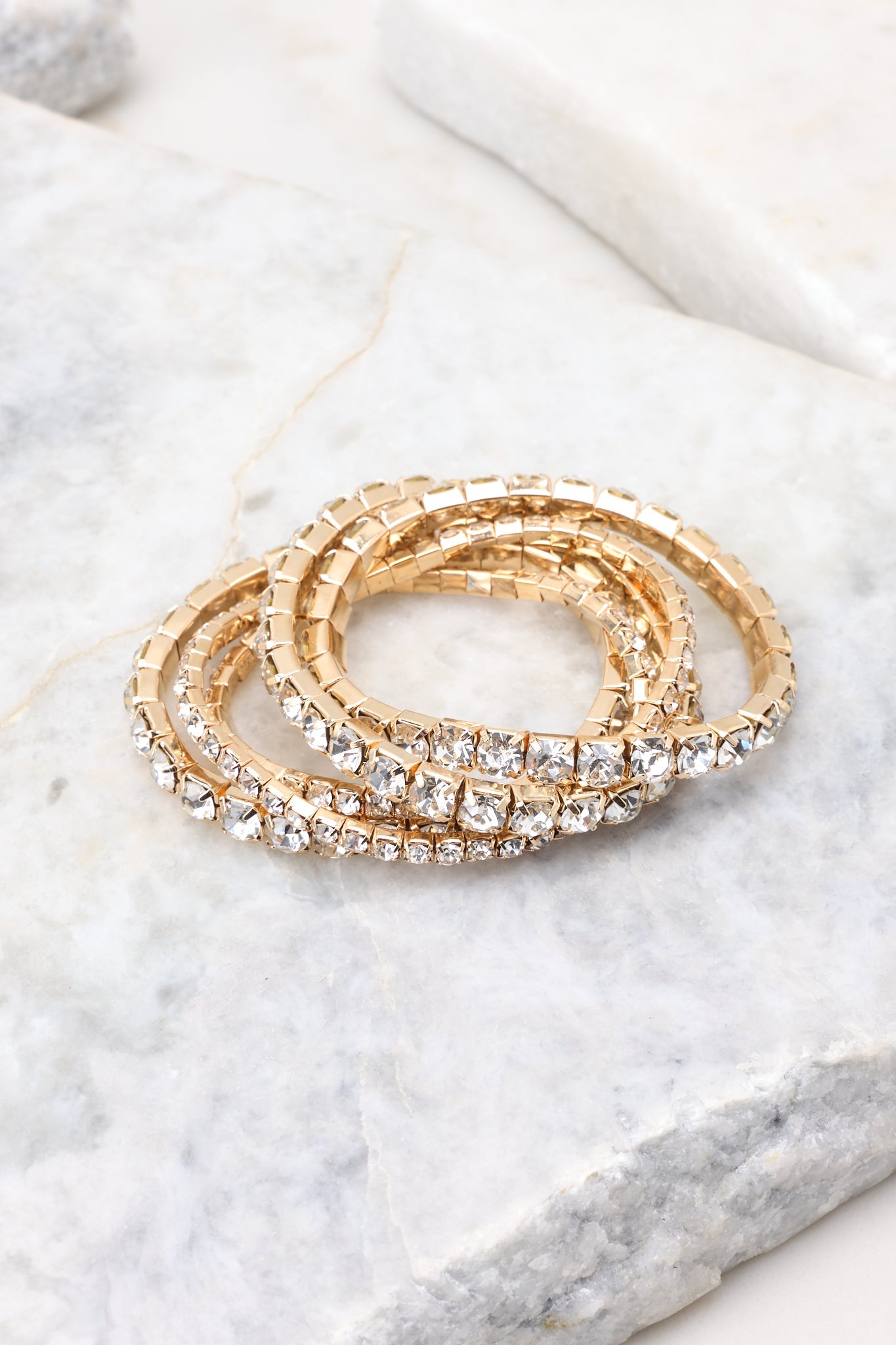 My Ways To Shine Gold Bracelet Set - Red Dress