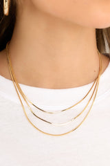 On My Mind Gold Layered Necklace - Red Dress