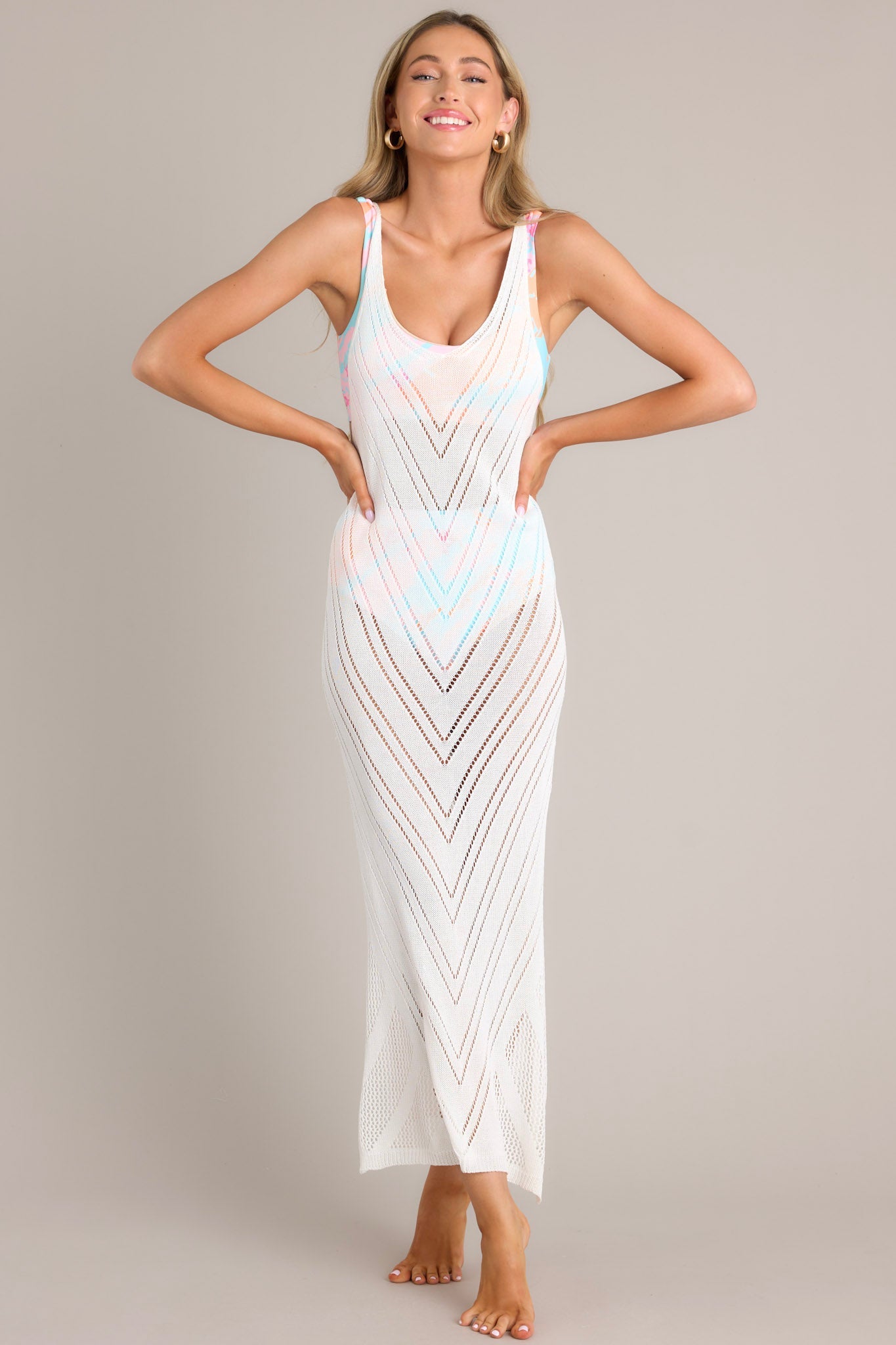 white knit maxi dress White Knit Maxi Cover Up - All Swim