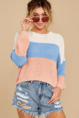 7 Well Said Cream Multi Stripe Sweater at reddress.com