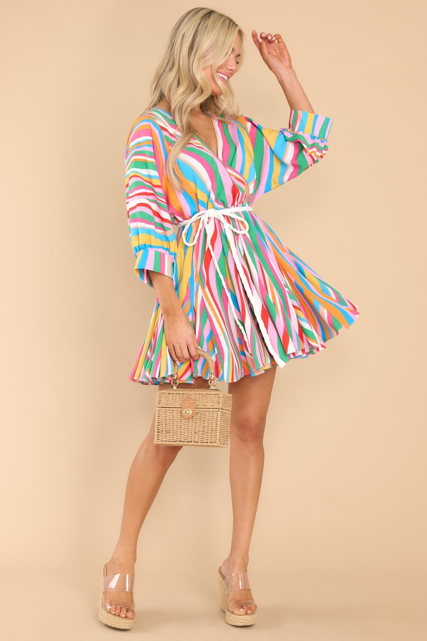 Playful Pink Multi Stripe Dress - Mini Dresses | Red Dress Playful Pink Multi Stripe Dress - Mini Dresses | Red Dress