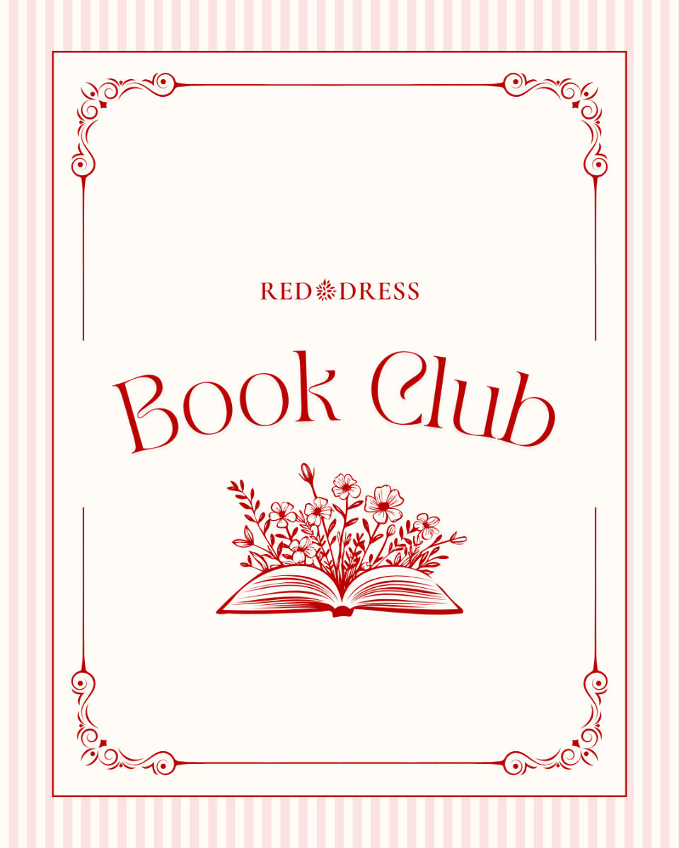 Book Club review title page with a book icon that has flowers coming out of it.