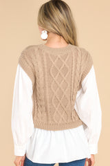 5 All That You Are Taupe Sweater at reddress.com