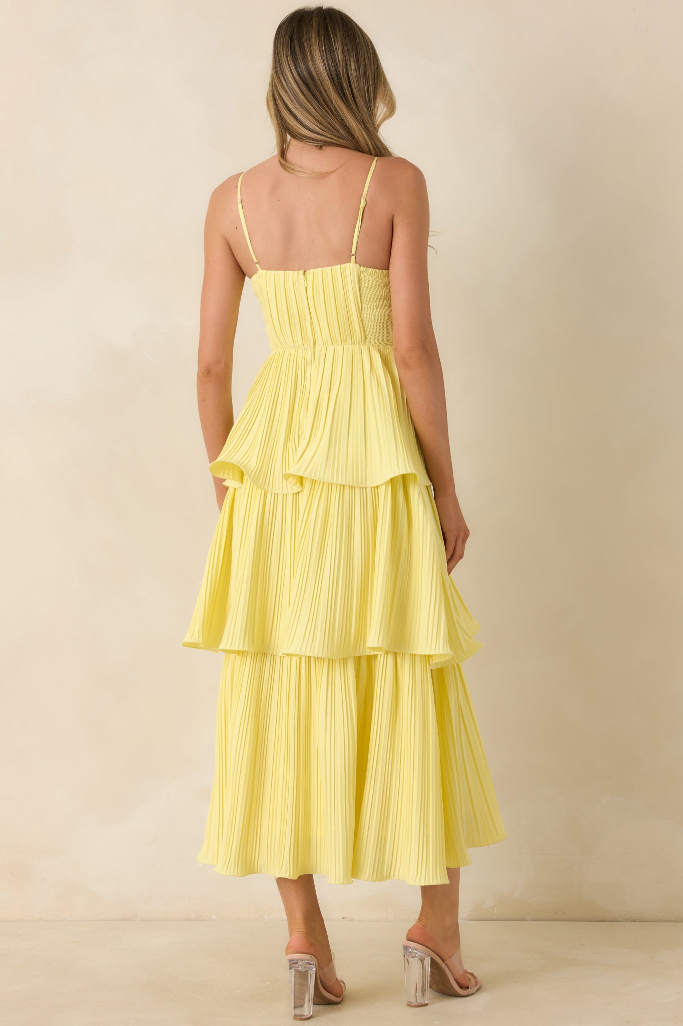 ASTR the Label | Lupin Pleated Tiered Maxi Dress in Light Yellow