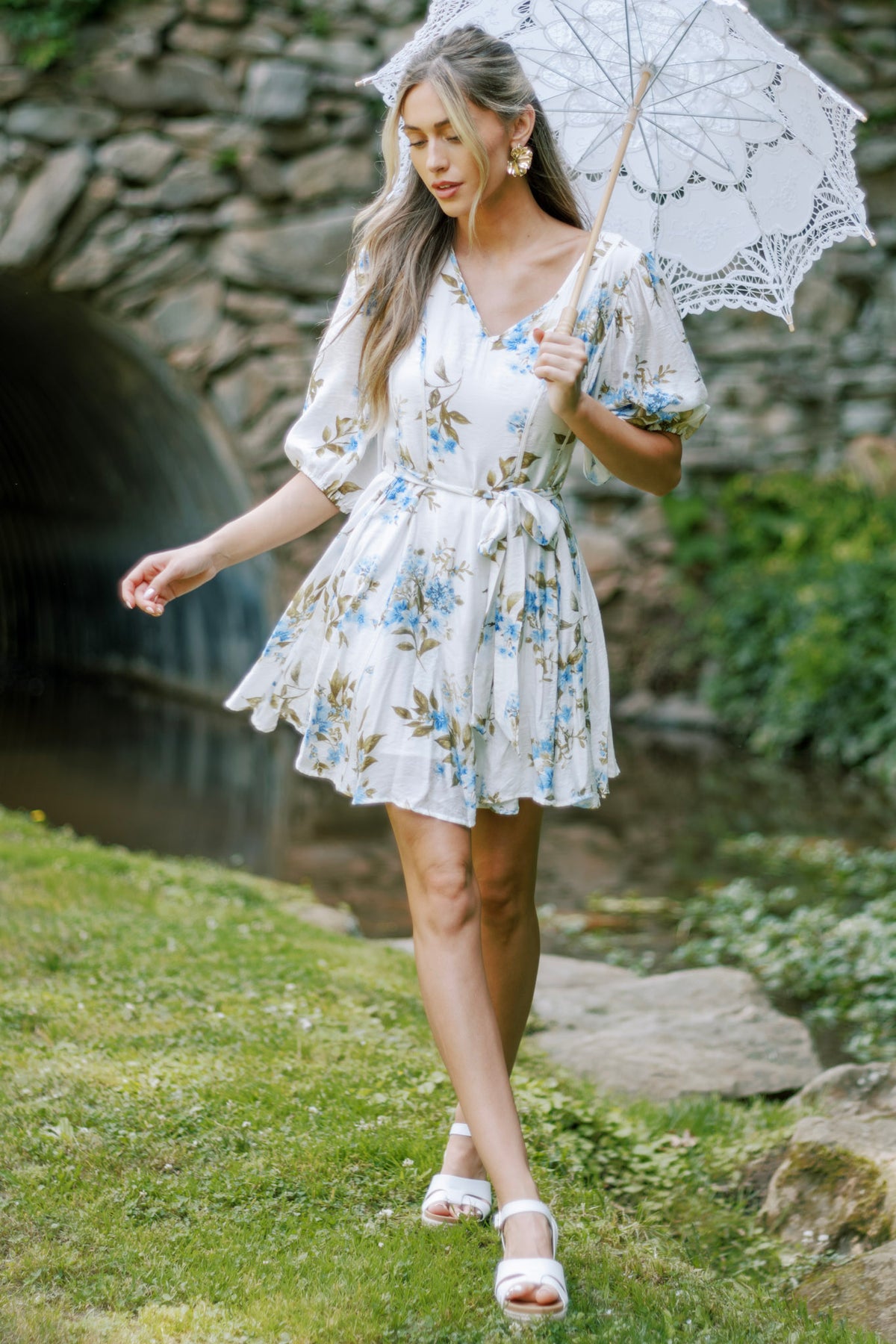 Paisley Three-Quarter Sleeve Mini Dress