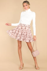5 Sounds In My Mind Blush Floral Print Skirt at reddress.com