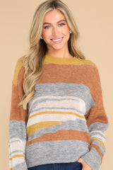 Front view of this sweater that features an oversized fit.