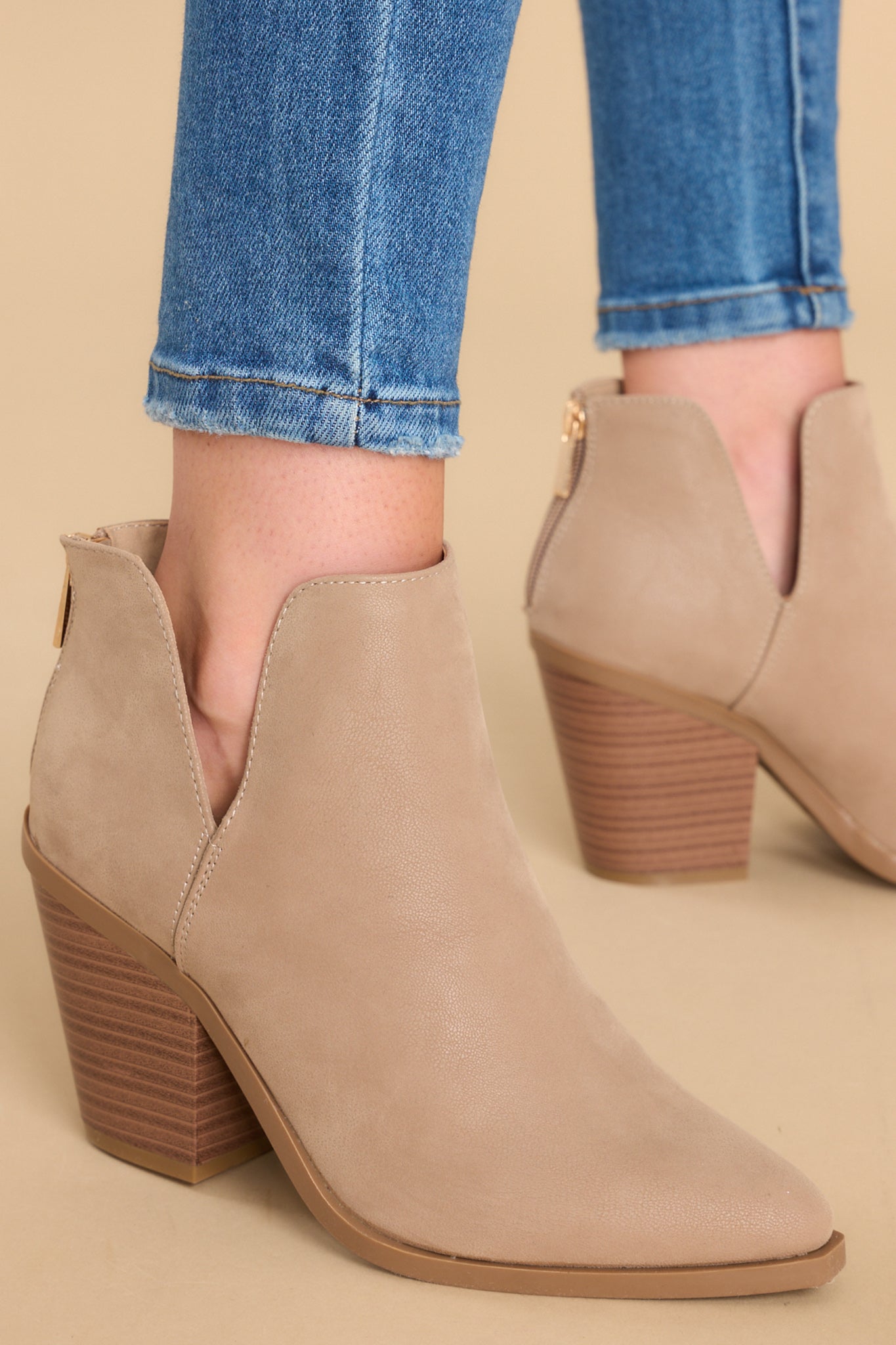 1 The Big Show Taupe Ankle Booties at reddress.com