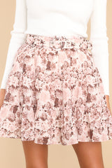 1 Sounds In My Mind Blush Floral Print Skirt at reddress.com