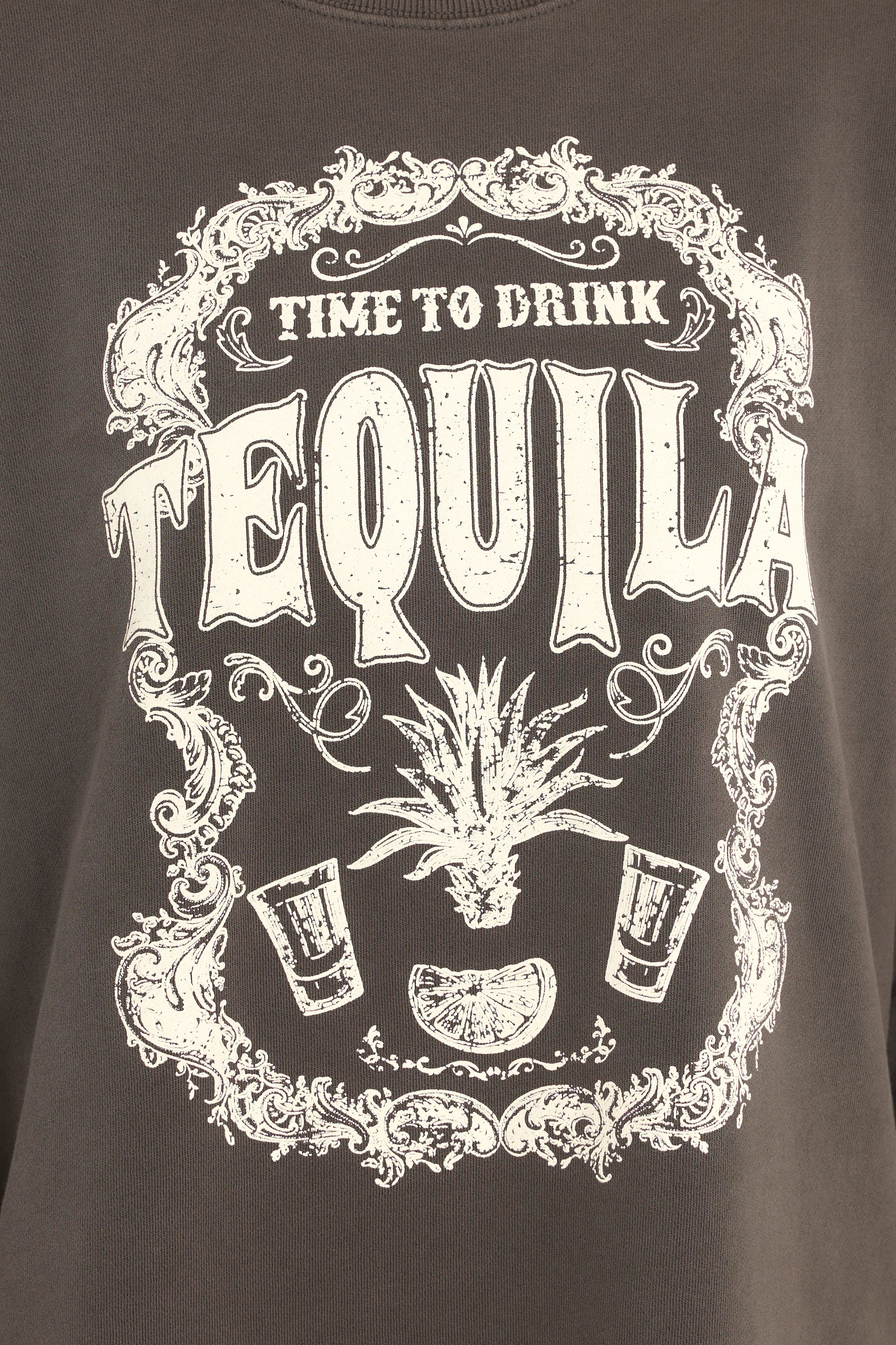 Tequila Time Charcoal Oversized Sweatshirt