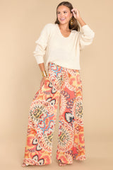 5 All For Me Spiced Coral Multi Print Pants at reddress.com