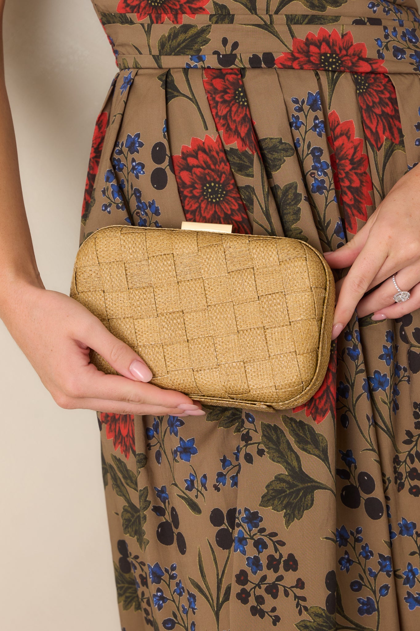 Where Our Paths Cross Tan Woven Raffia Clutch
