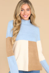 Front view of this sweater that features a ribbed material.