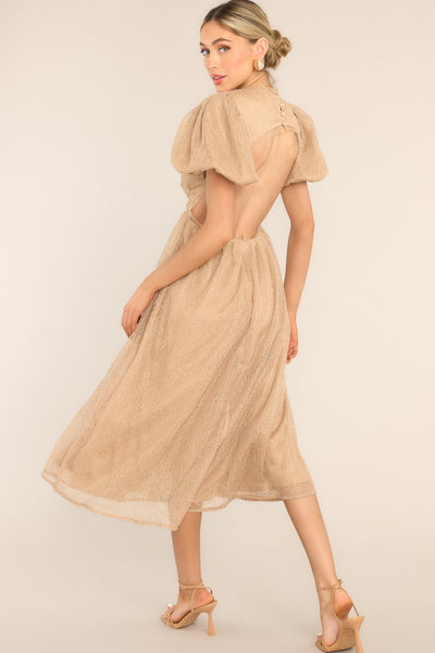 Princess Style Taupe Lace Midi Dress - All Dresses | Red Dress