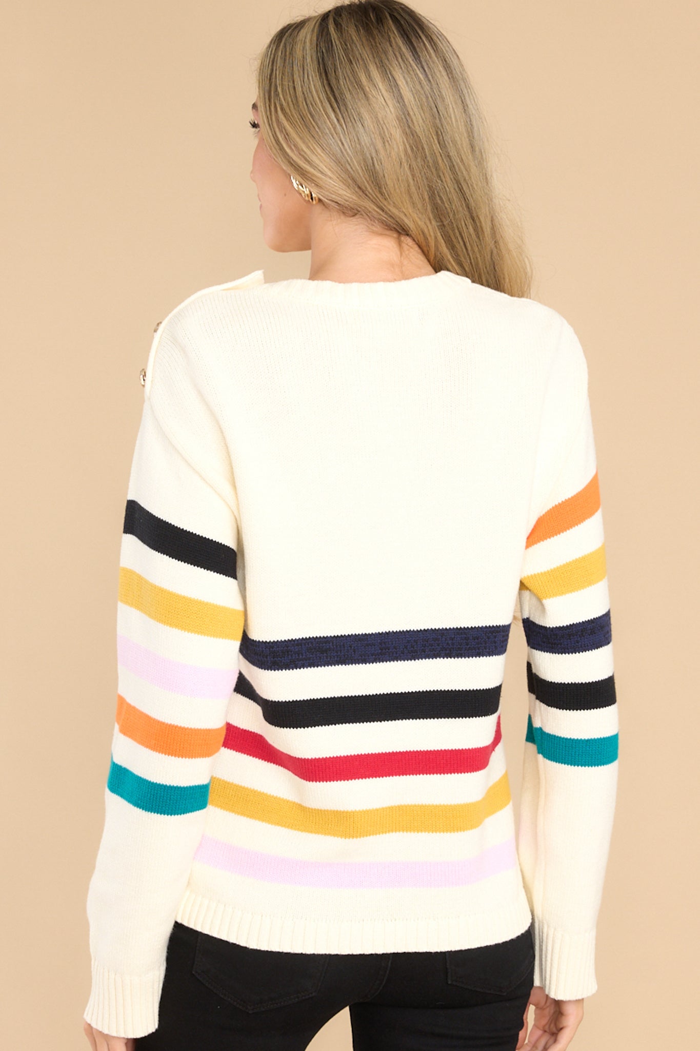 6 Loving The Feeling Ivory Multi Stripe Sweater at reddress.com