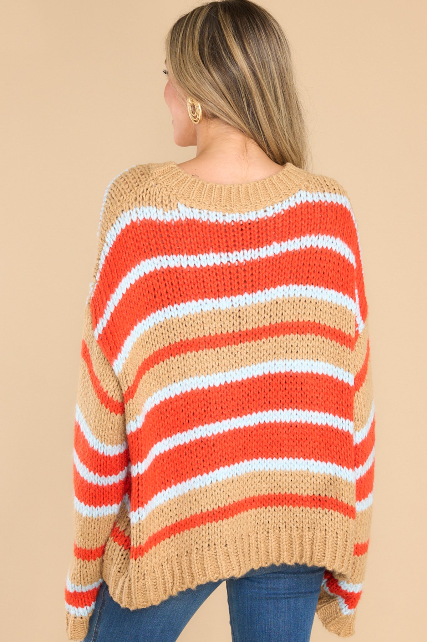 Good Pep Talk Tan Multi Stripe Sweater