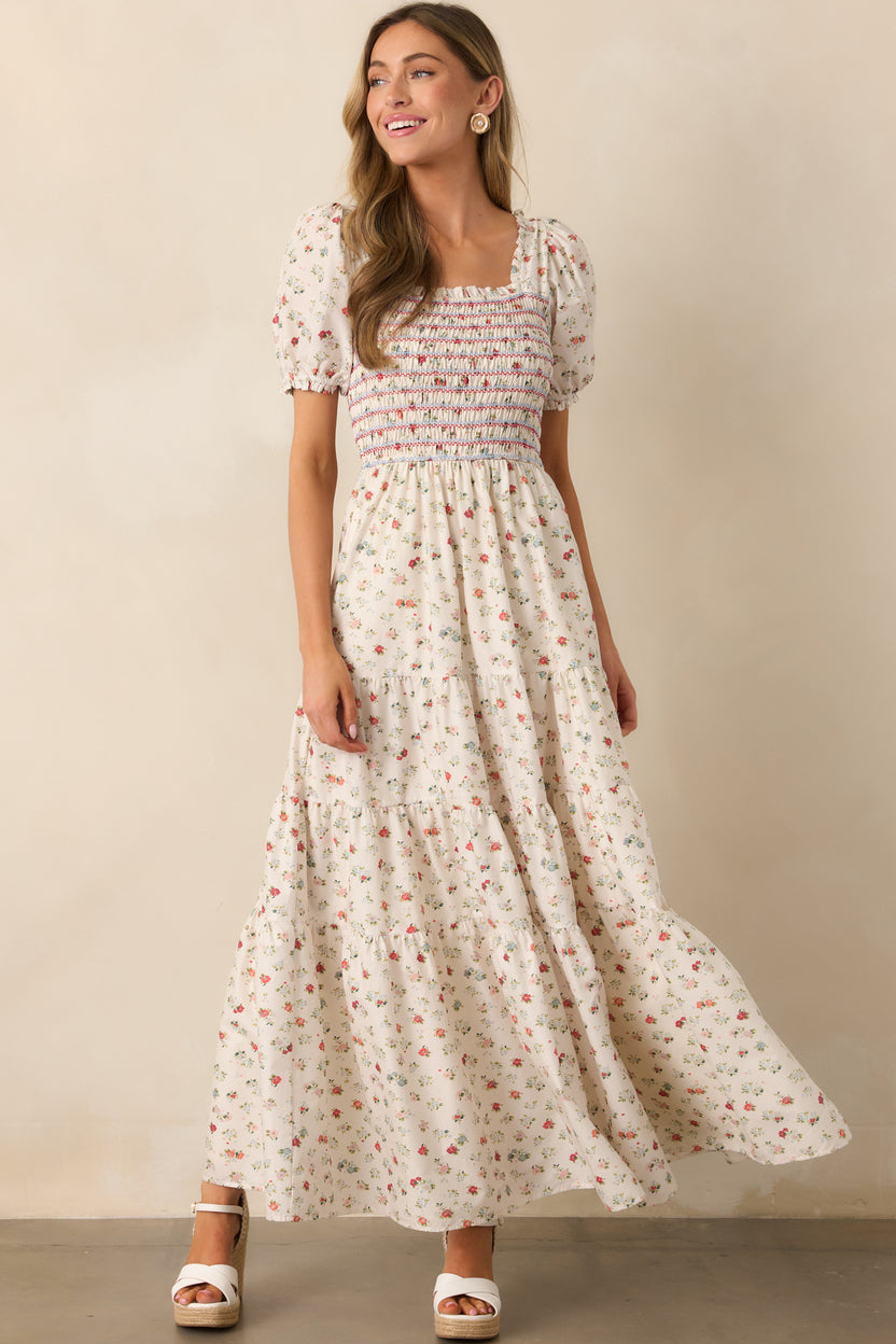 Floral Puff Sleeve Maxi Dress