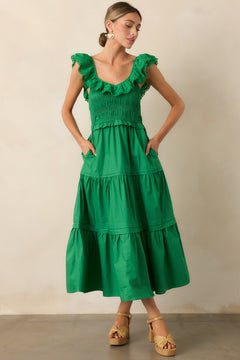 Cotton Green Maxi Dress