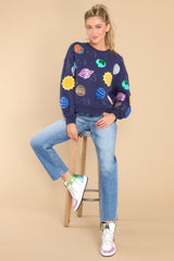 Fuzzy Planet Navy Sweatshirt