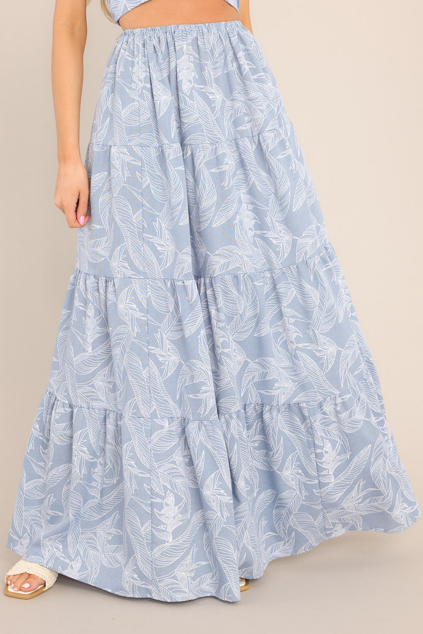Blue Turquoise Ethnic Print Maxi Skirt main image 0