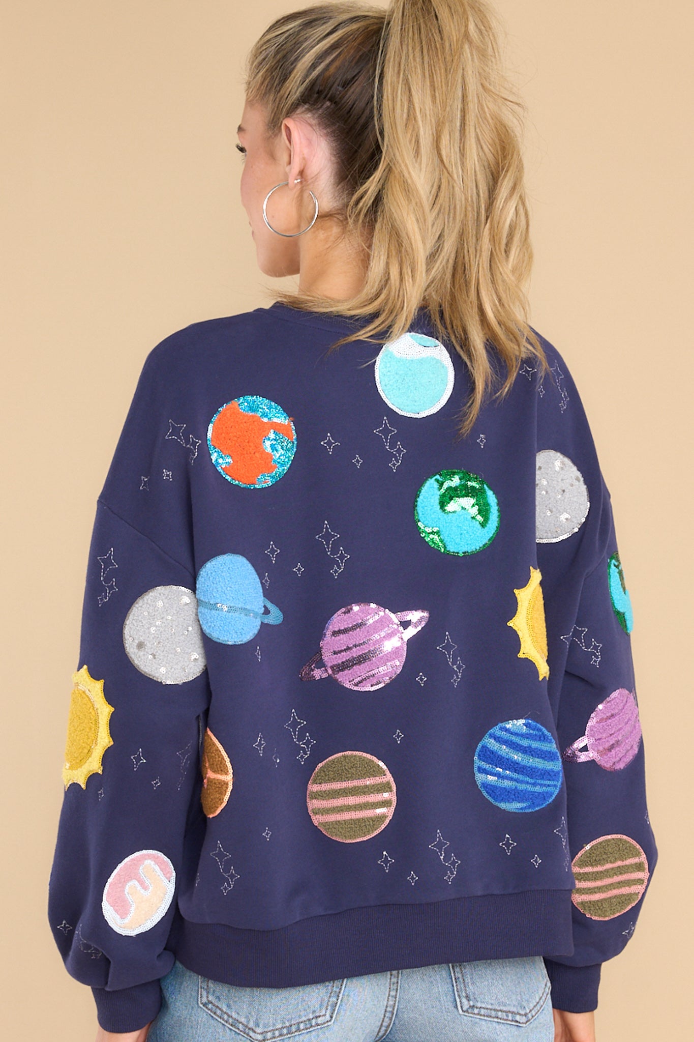 Fuzzy Planet Navy Sweatshirt