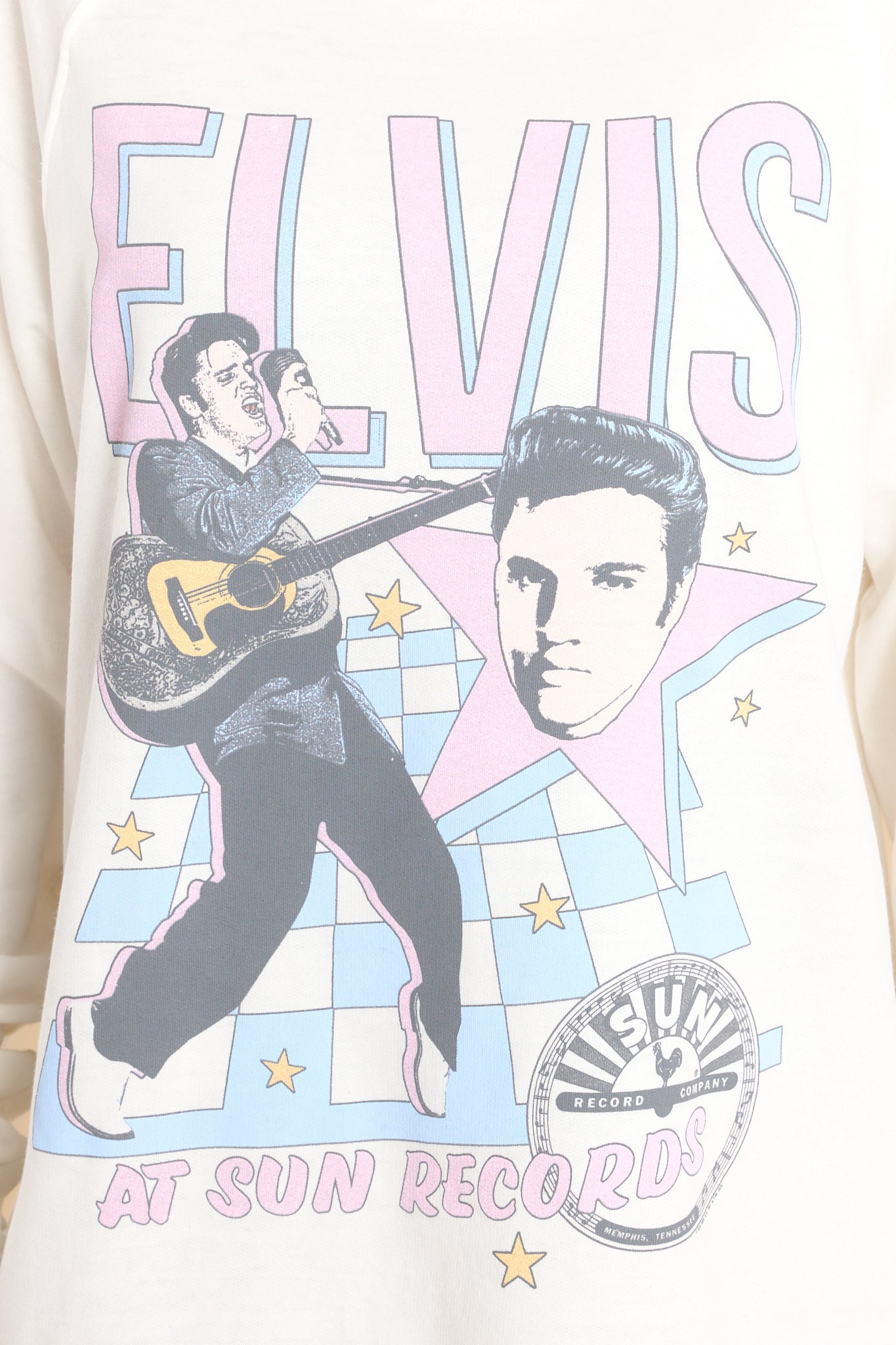 2 Sun Records X Elvis Presley Memphis White Sweatshirt at reddress.com