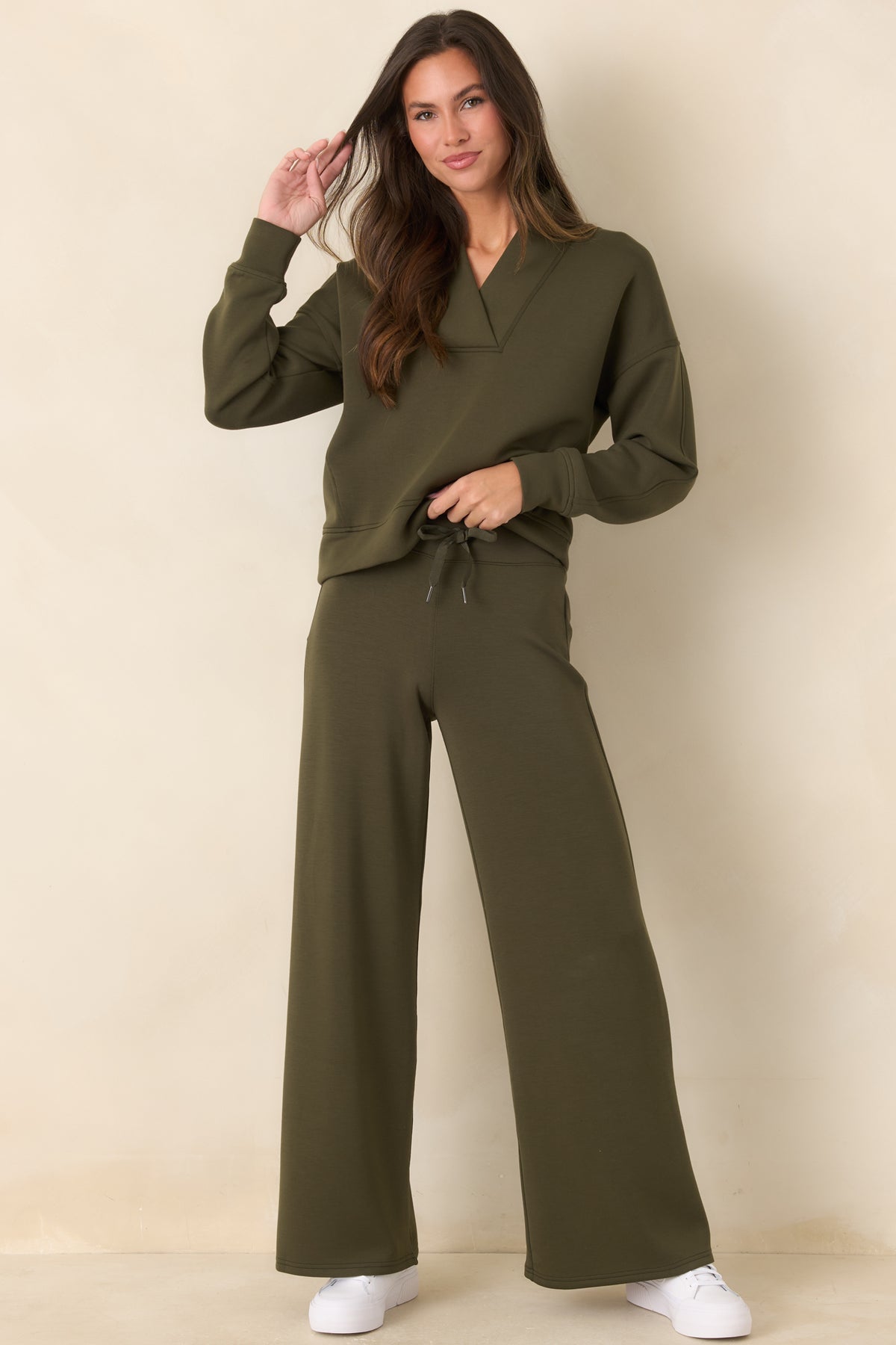 SPANX AirEssentials® Monstera Green Wide Leg Pant
