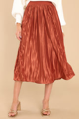 1 Try And Try Again Bronze Midi Skirt at reddress.com
