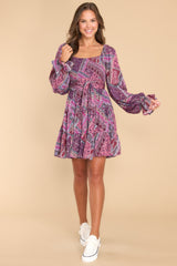 1 Cause A Commotion Purple Multi Print Dress at reddress.com