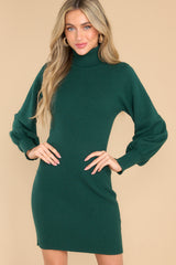 5 Autumn Elegance Forest Green Sweater Dress at reddress.com