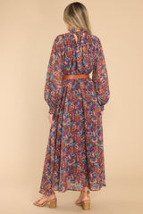 6 Wise Woman Burgundy Multi Print Maxi Dress at reddress.com