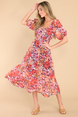 1 Zanita Bright Floral Print Tiered Midi Dress at reddress.com