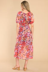 6 Zanita Bright Floral Print Tiered Midi Dress at reddress.com