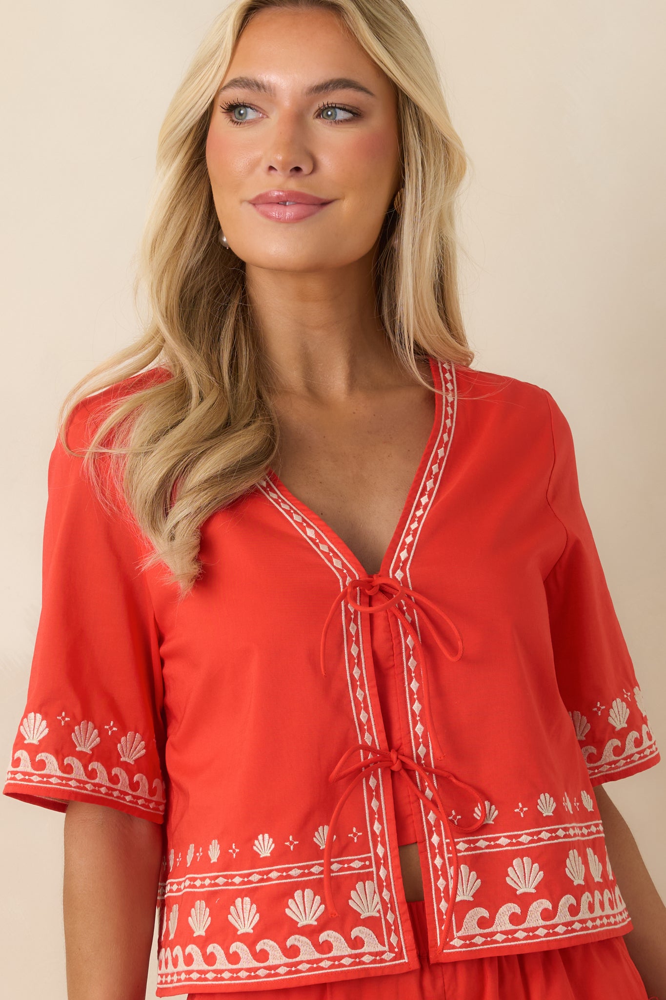 Z Supply Cast of Waves Poppy Red Cotton Cropped Top | Red Dress