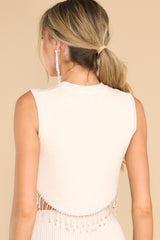 5 Real Things Taupe Fringe Crop Top at reddress.com