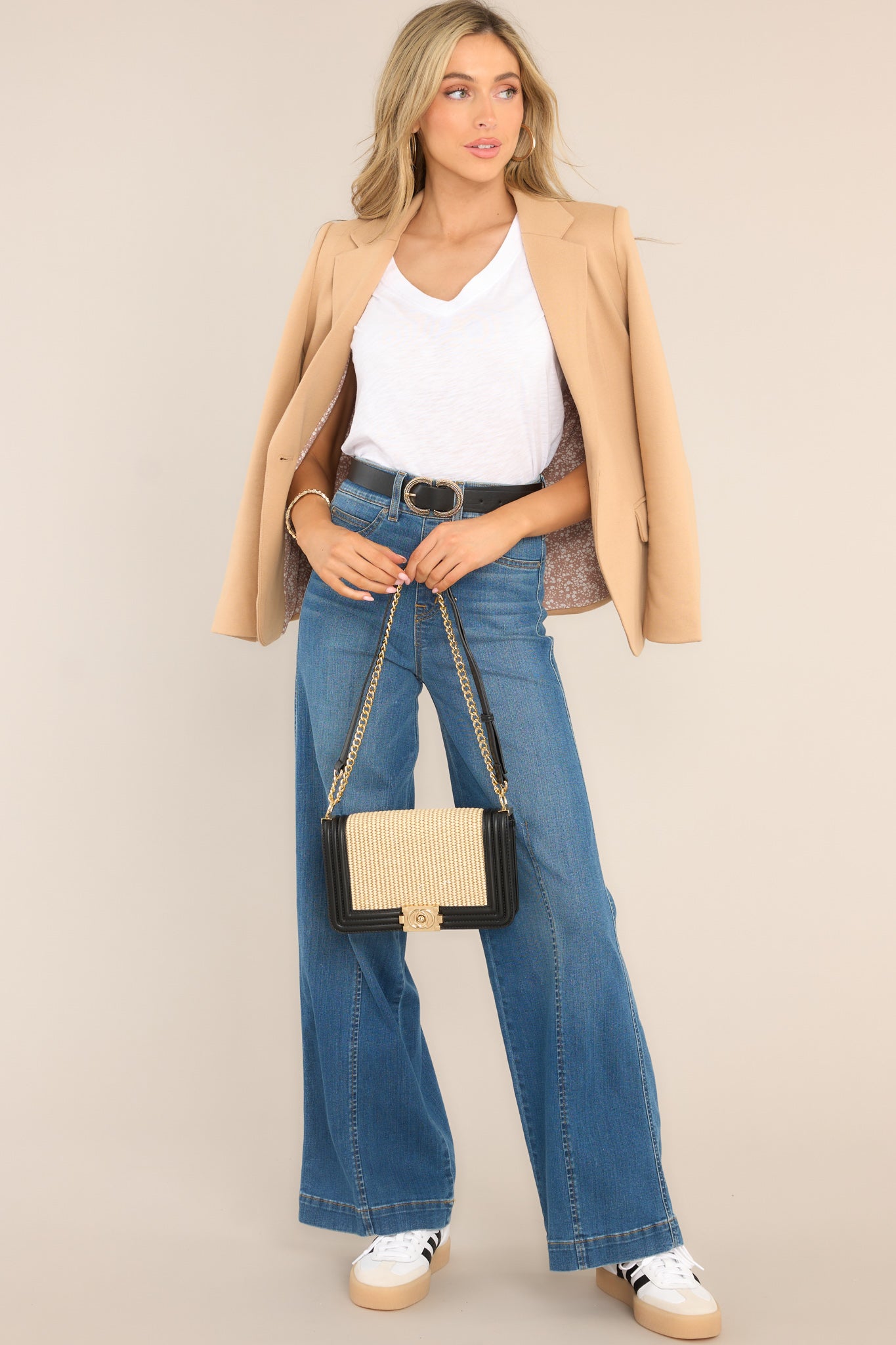 Simple Tan Blazer - All Outerwear | Red Dress