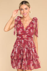 5 Tailored To Me Burgundy Floral Print Dress at reddress.com