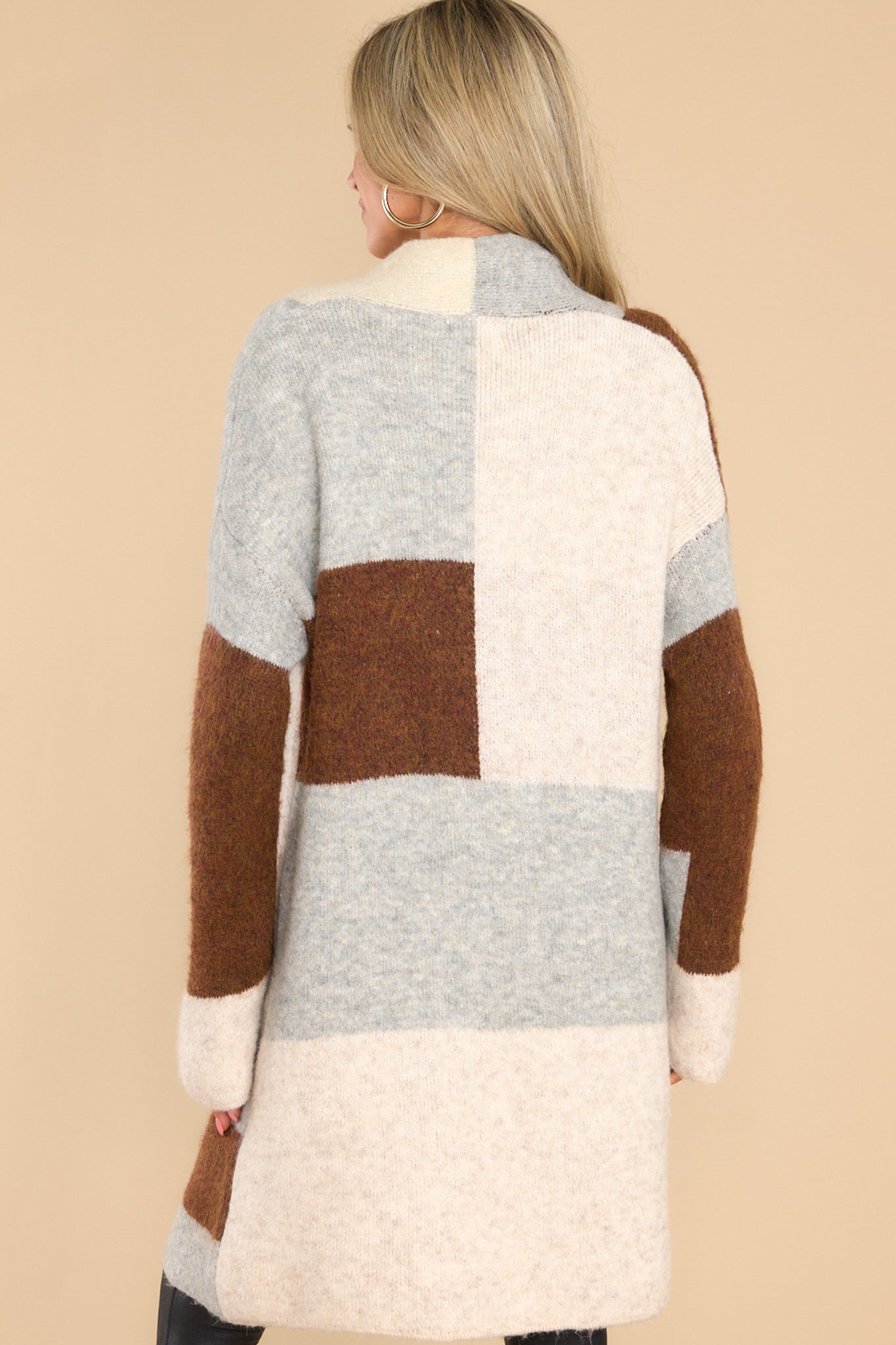 Cozy Chocolate Colorblock Cardigan - Fall Favorites | Red Dress