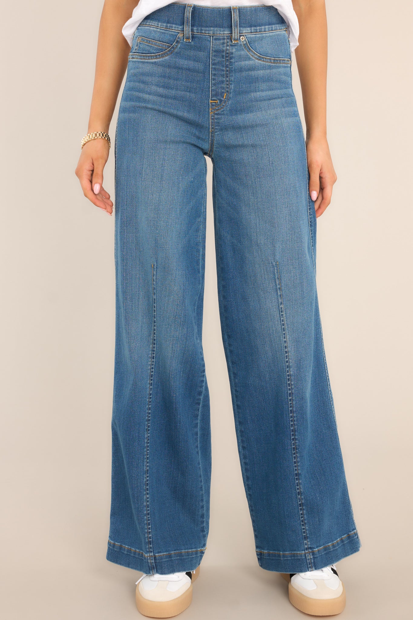 SPANX, Jeans, Spanx Seamed Front Wide Leg Jeans Vintage Indigo Small Nwt