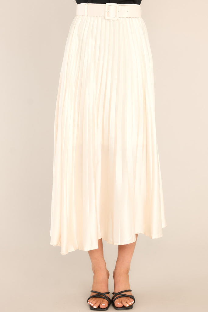 Classic Ivory Pleated Maxi Skirt - All Bottoms | Red Dress