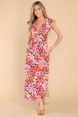 4 Zanita Bright Floral Print Cutout Midi Dress at reddress.com
